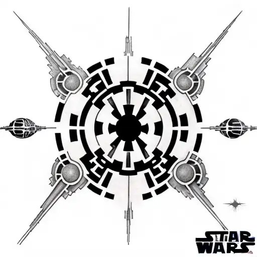 Star Wars Sith Logo Surrounded By The Death Star