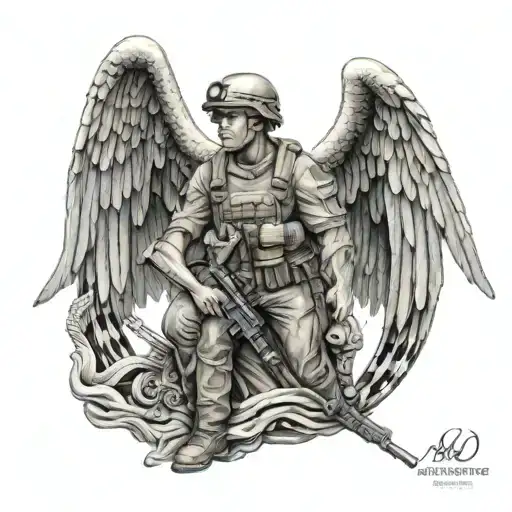 An Arch Angel With A Military Theme To Honor Your Veteran Background