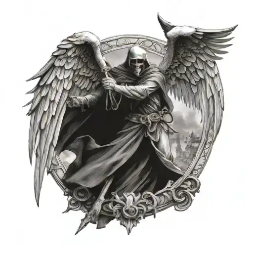 A Combination Of A Reaper And Arch Angel Symbolizing The Balance Between Life And Death