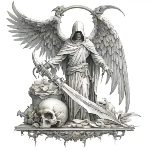 A Combination Of A Reaper And Arch Angel Symbolizing The Balance Between Life And Death