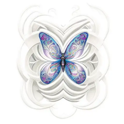 Butterfly Om Symbol Tattoo Design