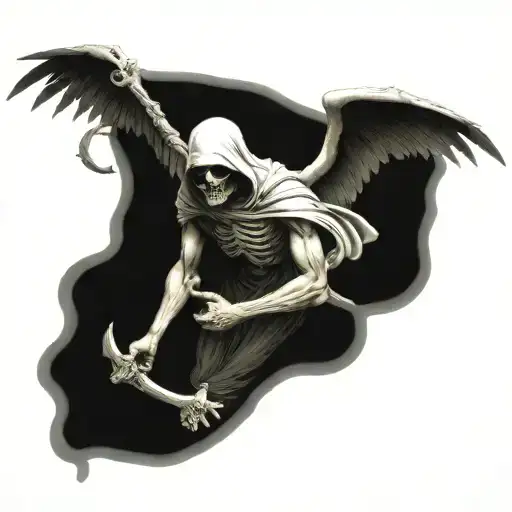 A Combination Of A Reaper And Arch Angel Symbolizing The Balance Between Life And Death