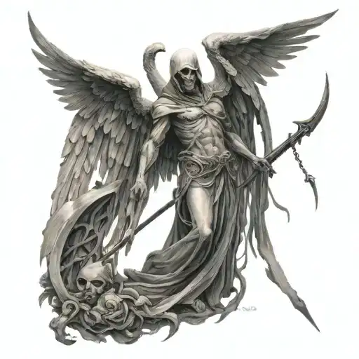 A Combination Of A Reaper And Arch Angel Symbolizing The Balance Between Life And Death