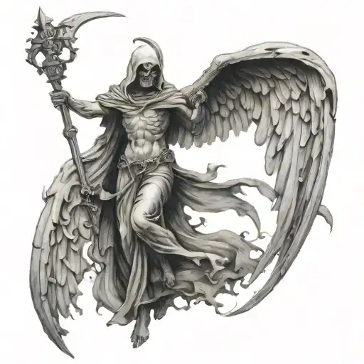 A Combination Of A Reaper And Arch Angel Symbolizing The Balance Between Life And Death