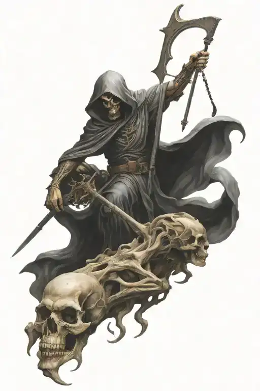 A Combination Of A Reaper And Arch Angel Symbolizing The Balance Between Life And Death