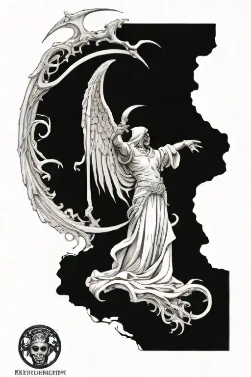 A Combination Of A Reaper And Arch Angel Symbolizing The Balance Between Life And Death