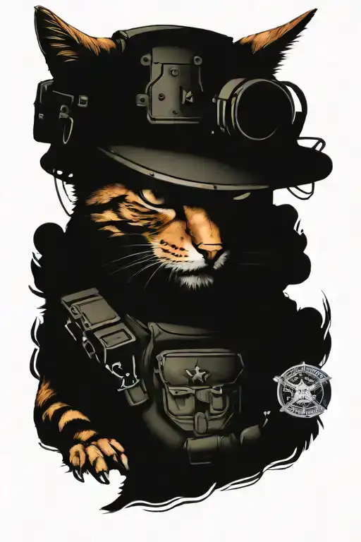 Orange Cat In Human Form Wearing Tactical Gear Usmc Style