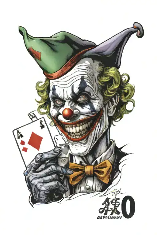 Realistic Joker Holding Ace Card Laughing