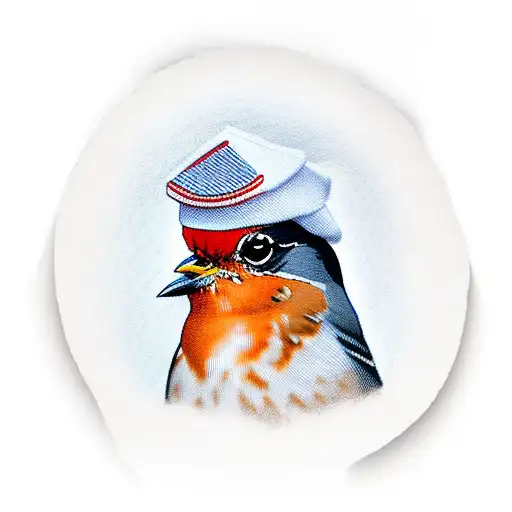 American Robin With A Sailor Hat