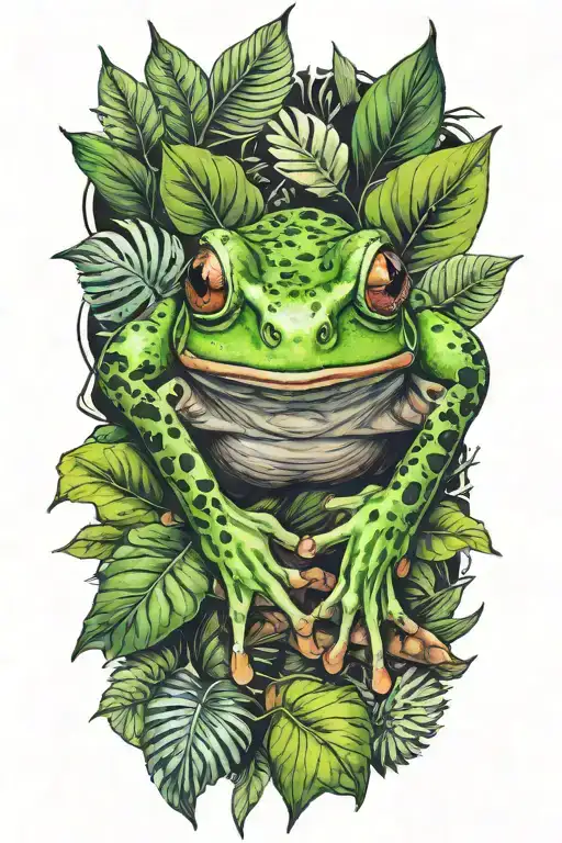 Frog With Jungle Leaves