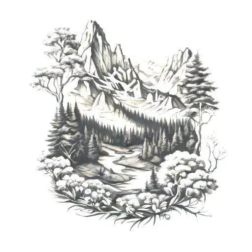 Meadow Of The Valley Of The High Forest Mountains