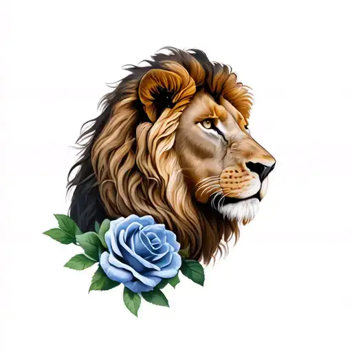 Lion And Roses