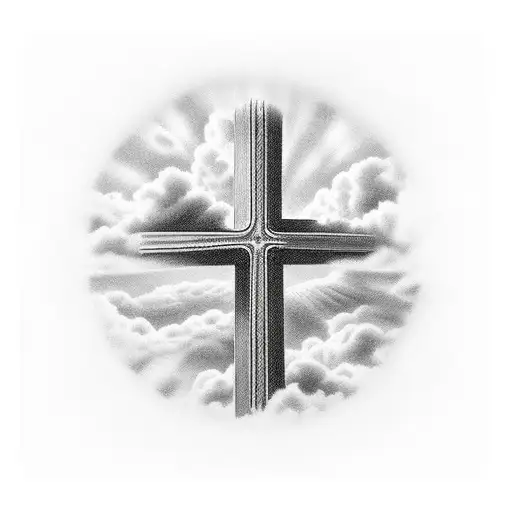 Christian Cross In The Clouds