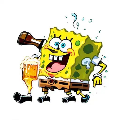 Spongebob Drinking Beer Bottle