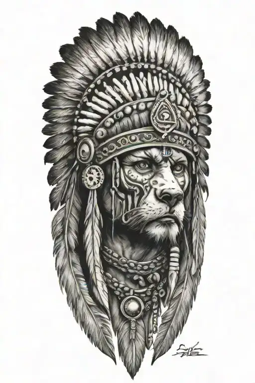 Warrior Wearing Bear Headdress