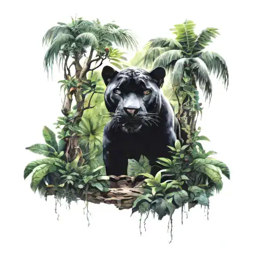 Rain Forest Entrance With A Black Panther Watching Over