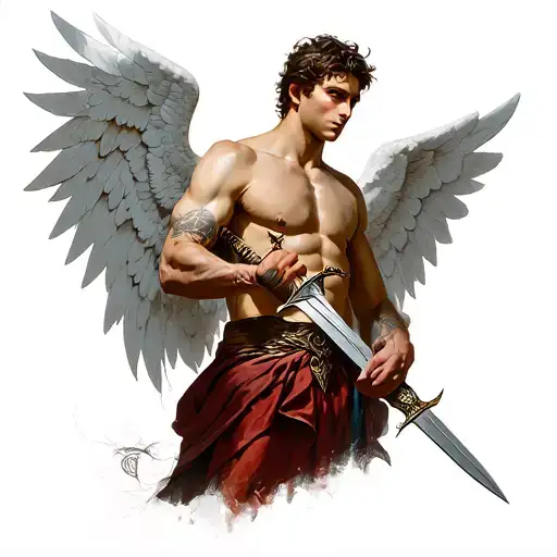Seraphin Male Angel Holding A Sword