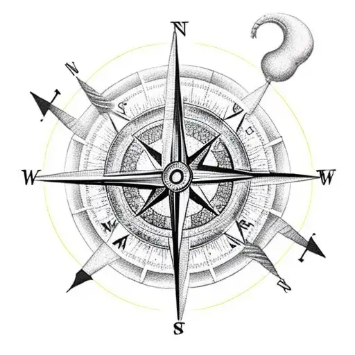 A Compass Needle Made Of Alchemical Symbols Pointing Towards A Mysterious Destination