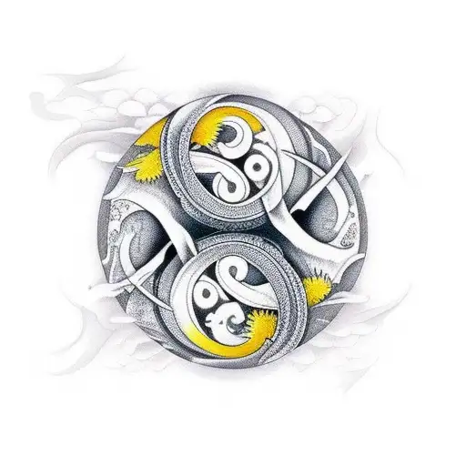 Ying Yang Symbol Koi Fish