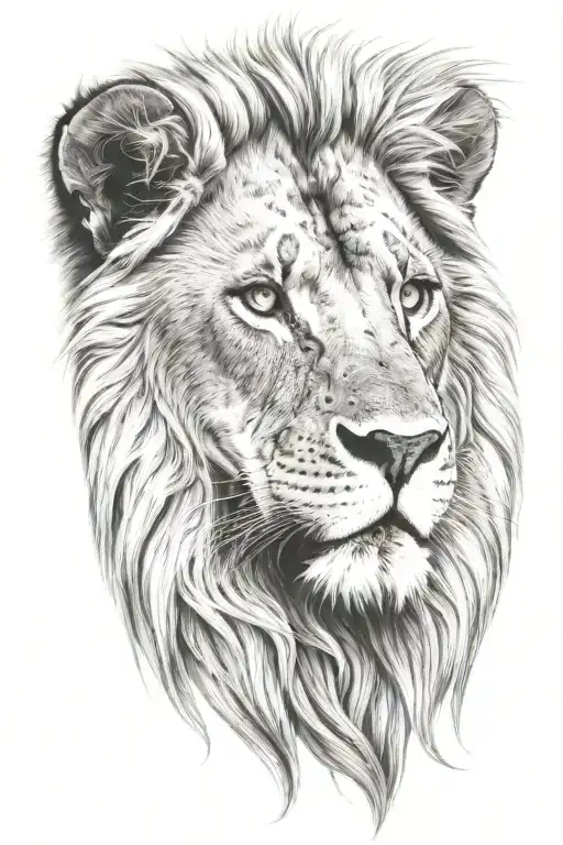 Lion Head Look Straight With Long Mane