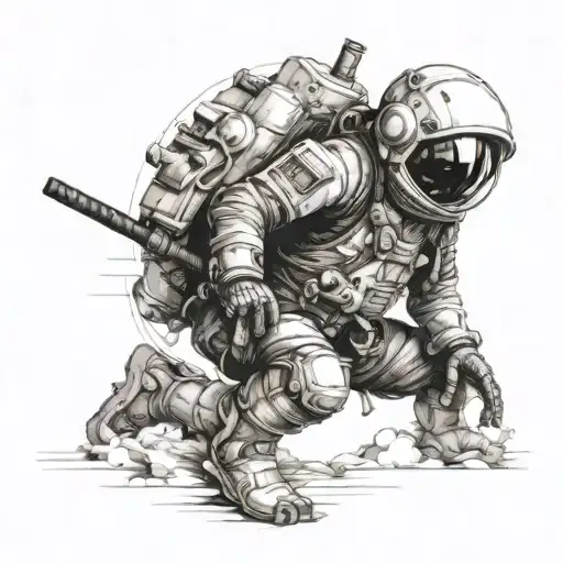 Samurai Astronaut Sitting