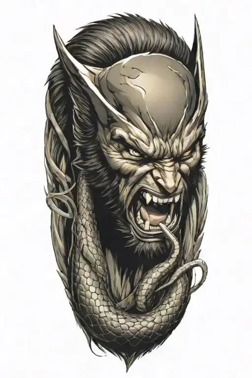 Wolverine Animal Fighting A Snake