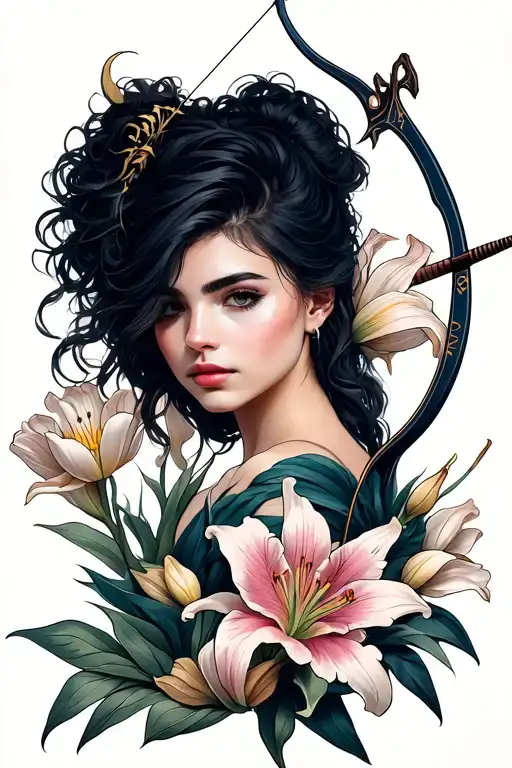 Sagittarius Archer With A Tulips Lilies