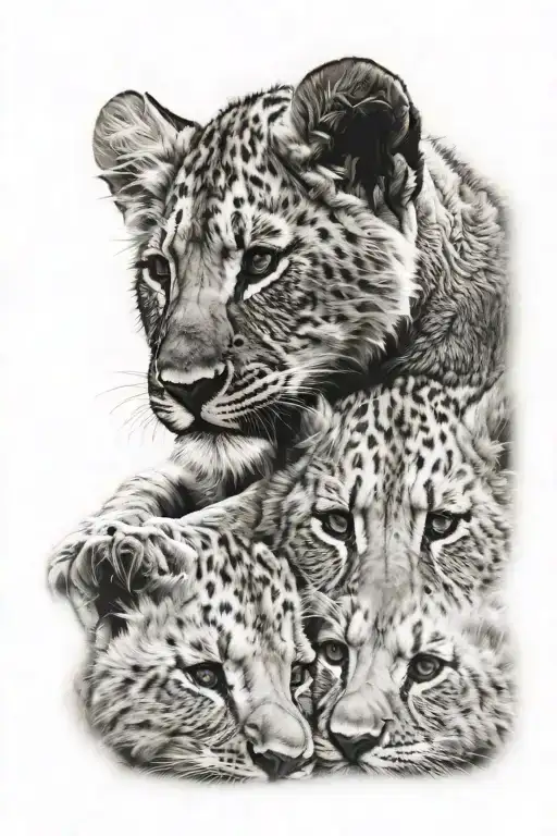 Lion Cubs Face Blue Eyes