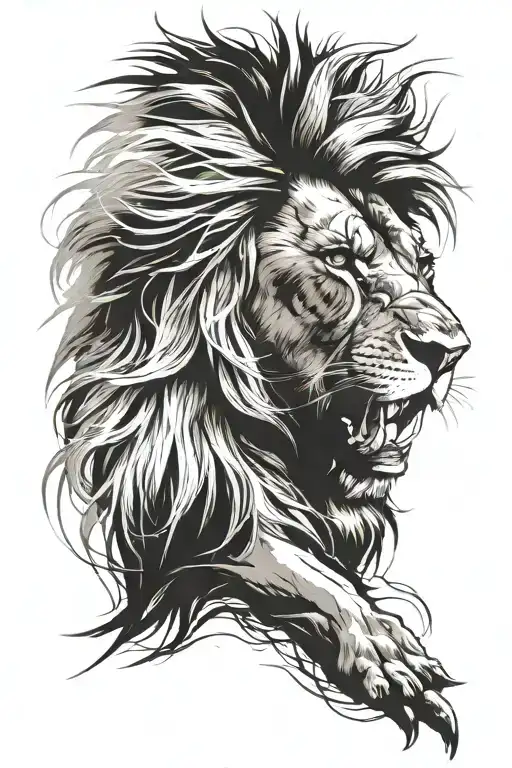 Angry Wounded Lion