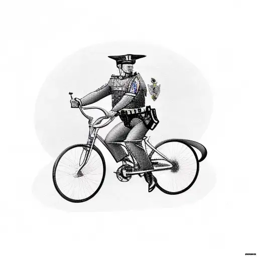 A Powerful Jail Officer Riding A Bike With A Sword In Hand