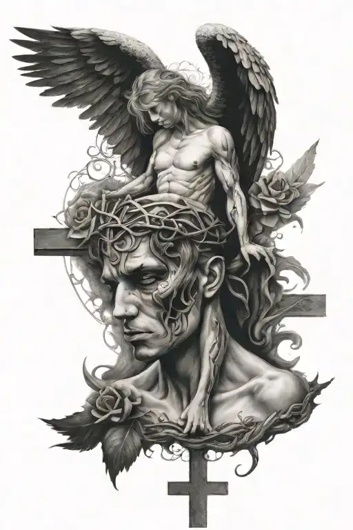 Fallen Angel And Inverted Cross