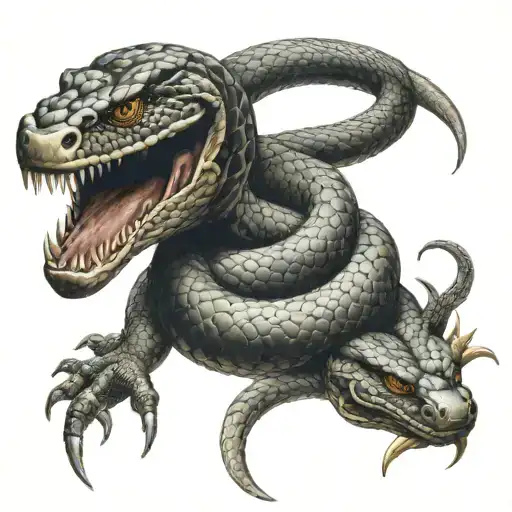 Snake Fighting With Small Dragon