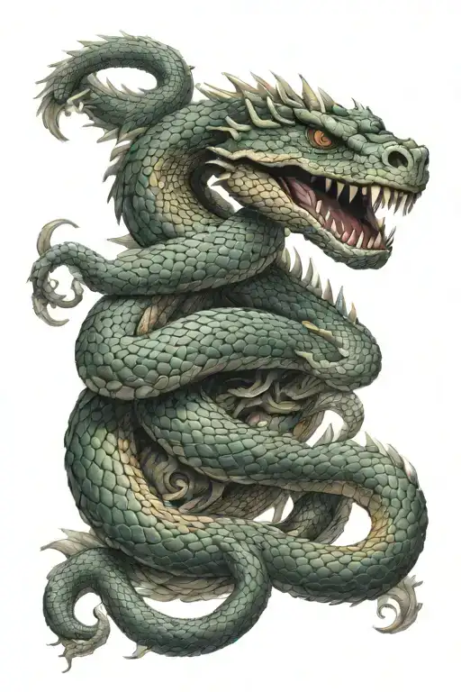 Snake Fighting With A Dragon