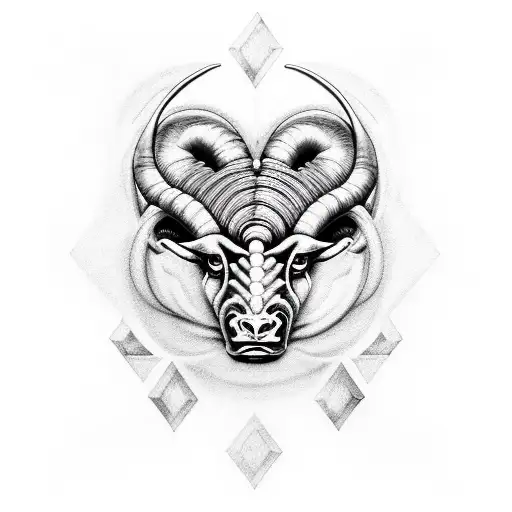 A Realistic Portrait Of The Aries Zodiac Sign Formed By Interweaving Flames And Diamonds