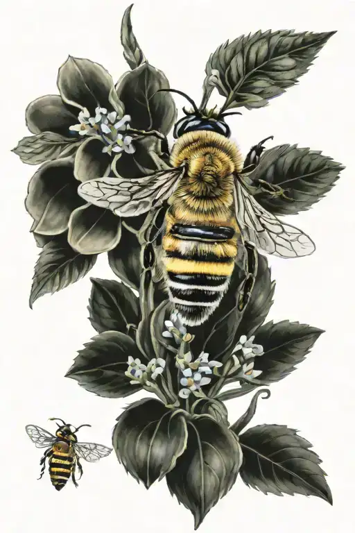 Honey Bee Flying On A Melissa