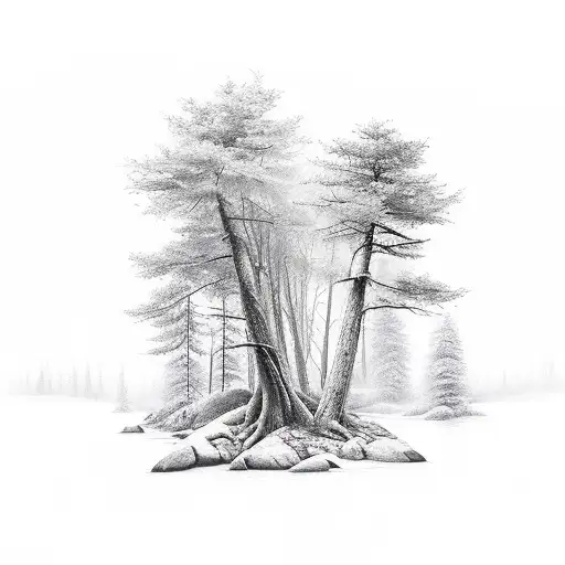 A Realistic Forest Landscape With A Marine Compass Integrated Into The Design