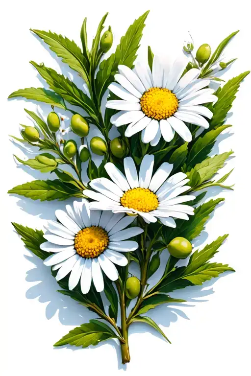 Olive Branch Wrapped With 2 Daisy Flower