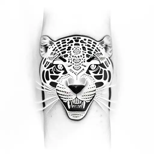 Spotted Black Jaguar Trying To Catch A Red Bird