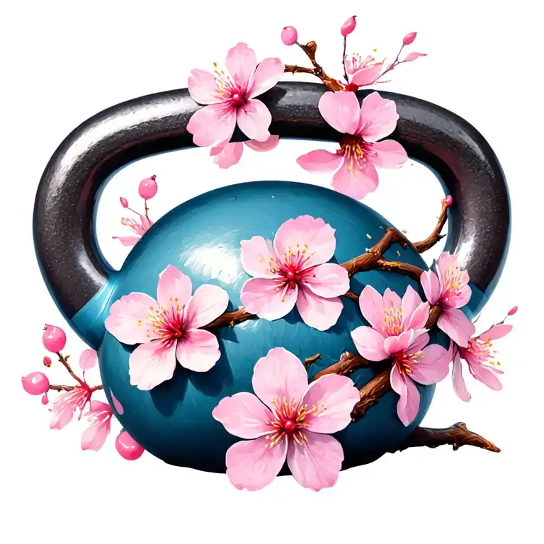 40Lb Kettle Bell With Cherry Blossoms Wrapped