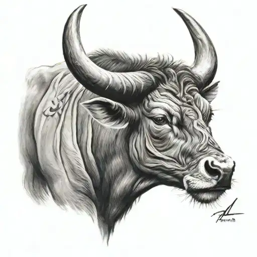 Taurus Sign Tattoo Black And Grey