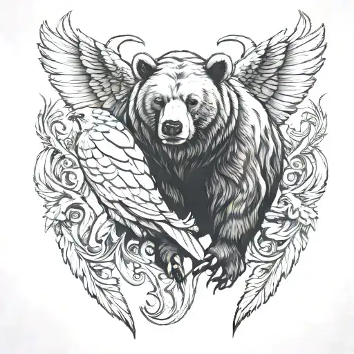 Bear With Eagle Wings And Antlers