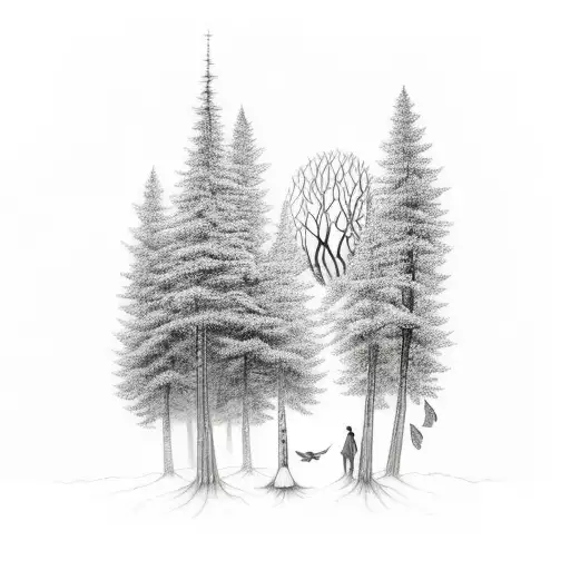 A Whimsical Forest Scene With A Couple Holding Hands