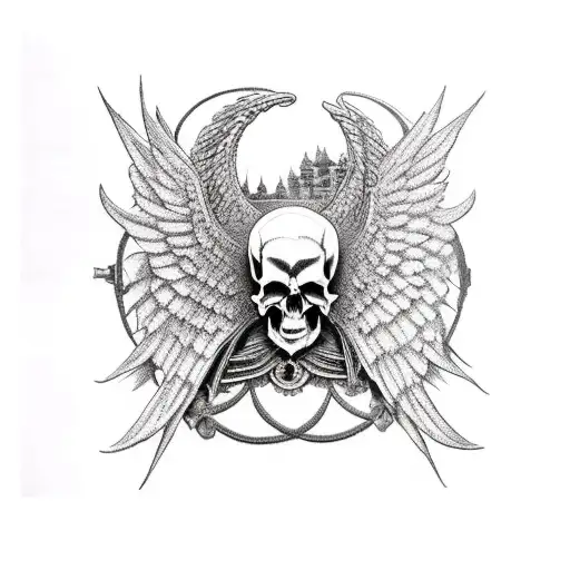 Temple With Mointain In The Back Skull Dark Dangerous Dark Angel