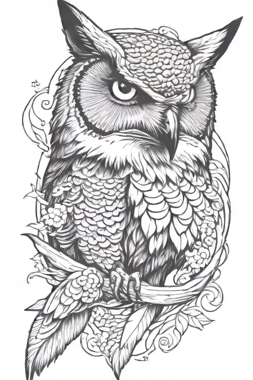 Owl Wolf Head Tattoo Holding