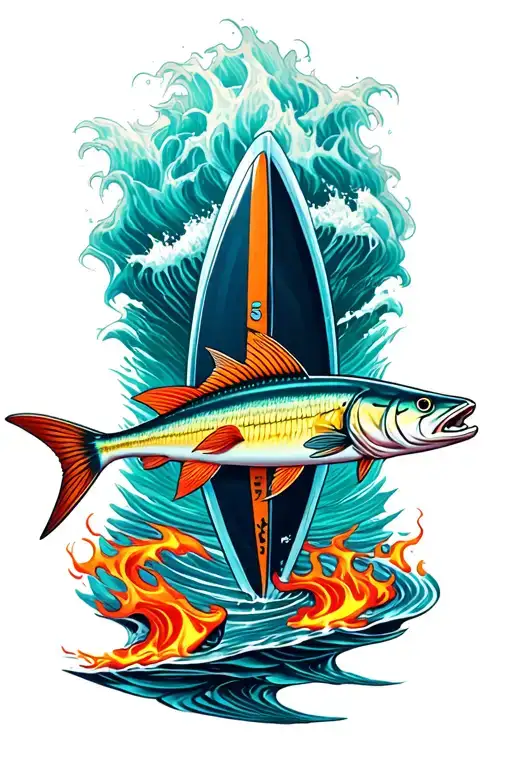 Fire Surf Board Fishing