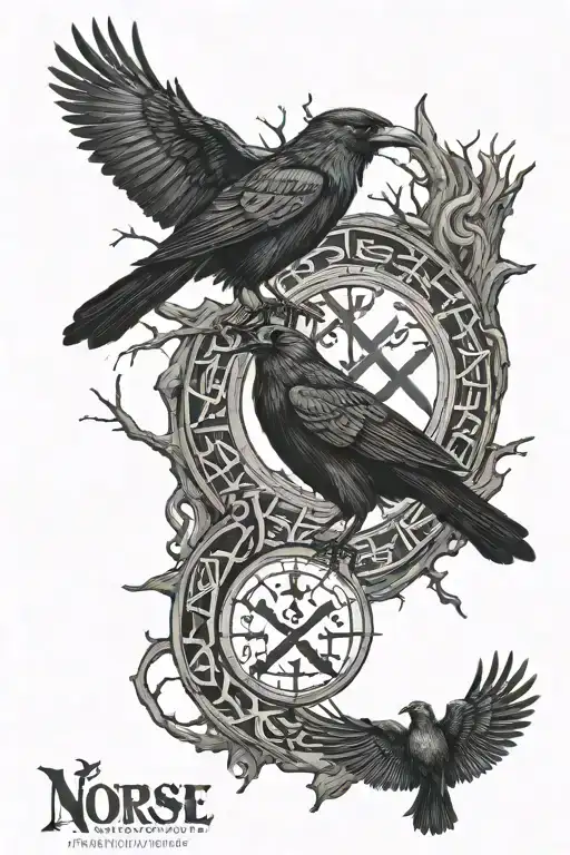 Norse Runes And Crows