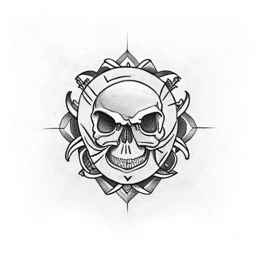 Skull Square And Compass On One Eye