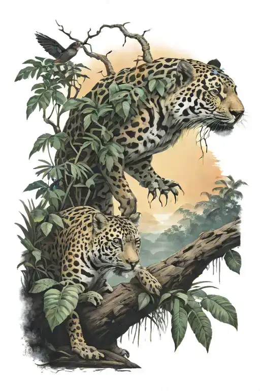 Scary Rainforest Animals Realistic Sunrise Integrated