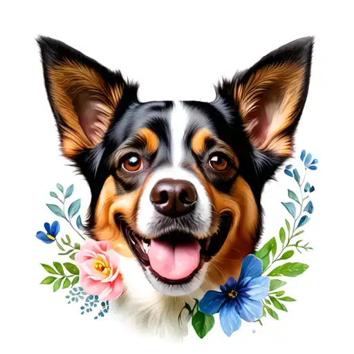 Dog Face With Flowers