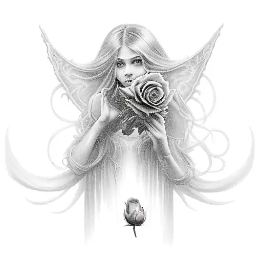 A Girl Holding A Rose While Surrounded By Mystical World Of Warcraft Creatures